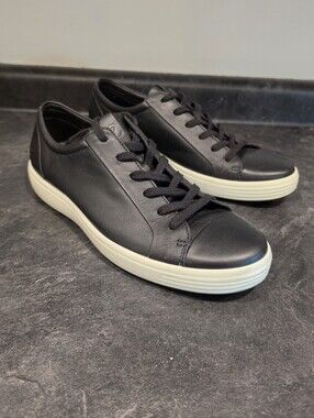 ECCO men's Soft 7 City Black Leather Sneakers Size 10